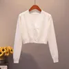 Women's Sweaters Autumn Female Cardigan Long Flare Sleeve Short Sweater Summer Women Ribbed Knitted Cotton Tops 3/5 Buttons Soft Thin OutwearL231213