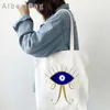 Avondtassen Griekse Nazar Evil Eyes Beaded Love Heart GRIEKENLAND Kleurrijke Boho Mandala Mannen Vrouwen Canvas Schoudertassen Tas Winkelen Strand