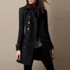 Womens مزدوجة الصدر معطف Wool Wool Coat Overcoats سترة الطراز الطويل طية طية صدر السترة باركا رفيعة