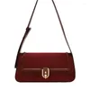 Abendtaschen MBTI Vintage Rot Damen Umhängetasche Einfarbig Luxus Designer Quadratisch Elegant Lässig Achselhöhle Französisch Stil Mode Handtasche