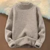 Men's Sweaters Long Sleeve Solid Color Sweater Winter Knitwear Collection Half High Collar Tops Thicker For Casual