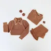 2023 Sonbahar Kış Kızları Örgü Sweater Etek Koreli Çocuk Bebek Sweatshirt Tişört Pantolon Çocuklar Siysi 231220