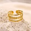 Band Rings Multilayer Bague Rostfritt stål för kvinnor 18K Guldpläterad Anillos Finger Female Esthetic Love Wedding Jewelry Gift 231219