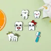 Cute Tooth Brooch Bow Tooth Doctor Screw Fruit Repairman Red Flag Unicorn Crown Healthy Tooth Badge Punk Metal Pins Jewelry Gift