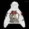 Hoodies Women s كبير الحجم القوطية طباعة قميص قميص هوديي y k anime الأكمام الطويلة pullover رجع