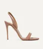 Woman sandal luxury high heels AQuazzur so nude 105mm Leather sandals slingback sandaies wedding party dress pumps open toe sling back sexy designer with box 35-43EU