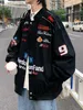 American Vintage Racing-Jacke mit Baumwolle für Herren, strapazierfähig, gewaschen, im Motorrad-Stil, Herbst und Winter, verdickt