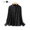 Women's Blouses Classic Black And White Lady Temperament Natural Mulberry Silk Shirt Gorgeous Elastic Double Qiao Satin For Women