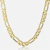 Pure Golds Chain Necklace Jewelry Plated 24k Gold 10mm Heavry Figaro Halsband för män 22inch301i