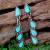 Necklace Earrings Set Vintage Turquoises Dangle For Women Ethnic Ancient Water Drop Long Earring Boho Fashion Jewelry Bijioux Gift