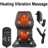 Rugmassageapparaat 9 Motor Elektrische draagbare verwarming Vibrerende rugmassagestoel Auto Thuiskantoor Lumbale nekmatras Pijnbestrijdingsmat 231220