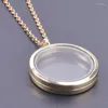 Colliers pendants 1pc 35 mm Collier rond en verre Relicario PO Vertillet en métal Charme flottante de 60 cm Chaines adaptées aux cendres