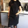 Atualizar moda lona cozinha aventais para mulher homem chef avental de trabalho para grill restaurante bar loja cafés beleza unhas estúdios uniforme
