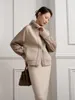 Women's Jackets Women Cashmere Patchwork Sheepskin Jacket With Luxury Removable Mink Collar Coat