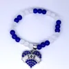 Charm armband anpassad acceptera mode blå och vita pärlor grekiska brev zeta phi beta zphib sorority presentmedlem souvenir smycken