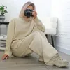 Kvinnor S Two Piece Pants Gigogou Basic Knit Winter Women Sweater Tracksuits Overdimased Loose Woman Wide Leg Suits Byxor 2 stycken Set 231219