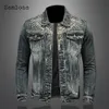 Men's Jackets Samlona 2022 Spring New Mens Denim Jackets European Style Fashion Slim Jean Denim Jacket Homme Patchwork Coats Sexy Men ClothingL231026