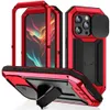 サムスンS23 S23 S22 Ultra S23 Plus用のTemeled Glass Armor Metal Case for iPhone 15 14 13 Pro Maxヘビーデューティドゥームカバーカメラレンズ保護ホルダー1PC