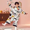 Winter Herfst Leuke Cartoon Gedrukt Pyjama Set Met Capuchon Kinderen Outfits Warme Zachte Unisex Slaapzak Kostuum Nachtkleding voor Kinderen 231220