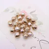 Pendentif Colliers Perles d'eau douce naturelles Boule ronde Gold-Color Metal Wrap Charms pour la fabrication de bijoux DIY Collier Bracelet Boucle d'oreille