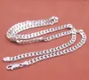 Correntes Real Sólido 925 Sterling Silver Chain Homens Mulheres Square Curb Cuban Link Colar 33-34g / 55cm