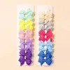 Hair Accessories 20Pcs/Set Sweet Solid Color Bows HairClip For Kids Girls Grosgrain Ribbon Bowknot Mini Hairpins Headwear