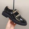 Scarpe casual di marca di lusso scarpe firmate 100% vera pelle Scarpe piccole in pelle italiane da donna trapano fibbia quadrata stagioni traspiranti trapano ad acqua