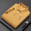 Herren Polos Sommer Atmungsaktive Jacke Luxus Baumwolle Bestickt Business Kurzarm POLO Shirt Einfarbig Revers Männer Casual 231219