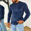 T-shirts pour hommes T-shirt Style européen et américain Vêtements Couleur unie Velours côtelé Col rond Tendance Fitness Manches longues Jeunes