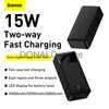 Mobiltelefon Power Banks Baseus 20000mah Power Bank Portable Charger 30000MAH Externt batteri Fast Charging Pack Powerbank för Poco Xiaomi Mi Poverbank J231220