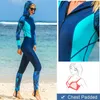 Wear Lycra UPF 50+ Full Body Diving Wetsuit One Piece Long Sleeve Rash Guard with cap women Vintage Swimwear Surfing Suit antiuv