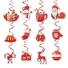 Parti Dekorasyonu 12 PCS Mutlu Noeller Spiral Asma Kağıt Elk Kardan Adam Asma Kartları
