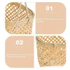 Conjuntos de louça 2 pcs rattan portátil cesta de frutas criança lanche recipientes para crianças bambu seco tecelagem crianças handheld