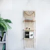 Tapisseries Bohème Macramé Rack En Bois À Trois Niveaux Étagère Tenture Murale Plante Pots De Fleurs Cintre Boho Corde Tapisserie Home Art Décor