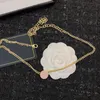 Gioielli di design Collana in ottone di lusso da donna Marchio francese Classico doppia lettera intarsiata con strass Ciondolo rosa bianco Due collane con ciondolo in rame di alta qualità