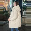 Abrigos de trinchera para mujer Negro Beige con capucha Chaqueta de algodón corta suelta Bolsillo grande Invierno Casual Espesar Mujeres cálidas Parkas Manga larga