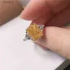 Кольцо-пасьянс из настоящего белого золота 14 карат, популярное кольцо с тремя камнями, желтым бриллиантом 4,5 карата, обручальное кольцо для женщин, эффектный подарок на день юбилеяL231220