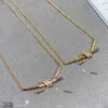 Marka projektanta Tiffays Naszyjnik 925 SRERNI SREBRNY PLATED 18K GOLD DI Home Belt Diamond T Rope Kont Wisel -Obroź