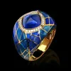 Anello solitario moda gemma blu anello in acciaio inossidabile placcato oro per le donne tendenza retrò zircone anello di barretta gioielli personalità femminileL231220