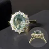 Wedding Rings Gem's Ballet 2.85CT 8x10mm Moss Agate Oval Cut Unieke cluster Halo -verlovingsringen in 925 Sterling Silver Women's Edelstone Ring 231219