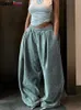 Weird Puss Y2K Casual Wide Leg Pant Autumn Loose Simple Basic Pocket High Waist Trousers Corduroy Streetwear Long Bottoms 231020