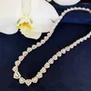 Chains Lovers Heart Moissanite Diamond Necklace Real 925 Sterling Silver Engagement Wedding Chocker For Women Jewelry