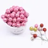 Decorative Flowers 100/200pcs Glitter Foam Fruit Stamens Cherry Artificial Flower Berries For Wedding Christmas Party Gift Box Deco DIY Hand