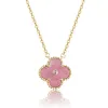 Hoogwaardige luxe klassieke vier klaver hanger kettingen designer ketting 18K goud roze schelp voor meisje bruiloft moederdag sieraden vrouwen