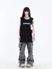 Kvinnors jeans grå bred ben last mode 90s estetiska denim byxor harajuku koreanska hög midja baggy byxor kläder 2023