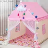 Tentes Tentes portables tente pour enfants pliants Tentes enfants Tipi bébé jouez maison grandes filles rose princesse château enfant décor de chambre pour enfants Q231220