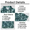 Herren Freizeithemden Denim Ditsy Floral Loose Shirt Mann Urlaub Retro Blumen Hawaii Grafik Kurzarm Y2K Übergroße Blusen