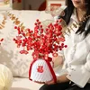 装飾的な花中国の伝統スタイルの人工植物鉢植えの年装飾結婚式のお祝い