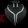 Pendant Necklaces 2023 Fashion Explosion Exaggerated Zircon Bride Bridesmaid Dress Earrings Necklace Evening Set.