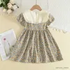 Meisjesjurken Casual Summer Kids Girls Kleed Bloem Kinderkleding Boog Patchwork Baby Girl Princess Dress New Flower Girl -jurken